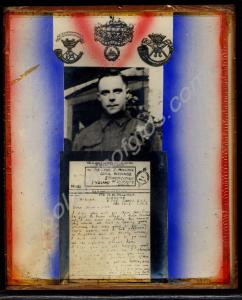 Private. H.W. Milliner, with cap badges of The Som