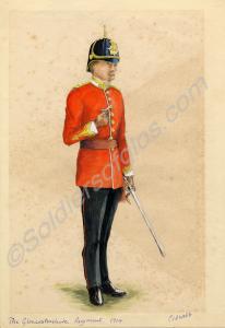 Watercolour painting of an officer of the Gloucest