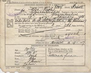 Discharge Certificate. 7586 Private A. Rigby. 3rd