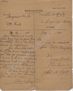Postcard from Sergeant-Major Baker concerning the