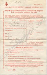 Certificate of Identity.  7586 Private A. Rigby. 3