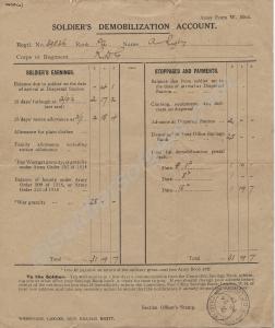 Demobilisation Account. 39836 Private A. Rigby. R.