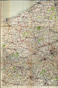 Linen-backed 1915 map of North-West Europe. Sheet