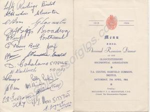 Menu card of the Gloucestershire regimental Associ