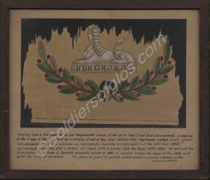 Tracing from a silk fragment the Regimental Colour