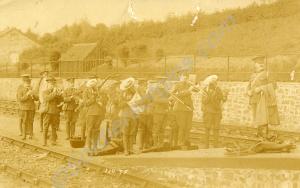 Band playing at the end of a railway station platf