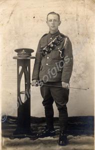Portrait of a gunner of the Royal Artillery in rid