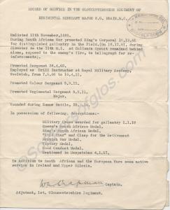 Record of Service of 4730 Regimental Sergeant-Majo