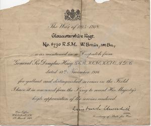 Mention in Despatches.  4730 Regimental Sergeant-M