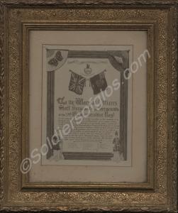 Framed Presentation Scroll to the Warrant Officers