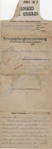 Letter written on a German official P.O.W. letter
