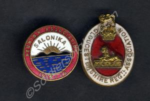 Two lapel badges; Gloucestershire Regimental Assoc