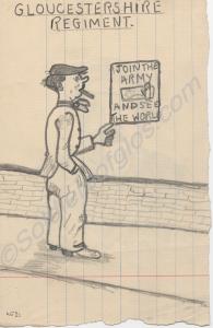 Cartoon of British Army recruit. c. 1930.