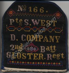 Embroidered document holder. 166 Private Samuel We
