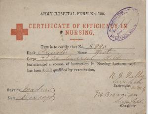 A.H.F.100 Certificate of Efficiency in Nursing.  3