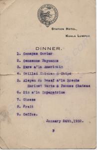 Rugby Tour Menu Card.  1st Battalion, The Gloucest