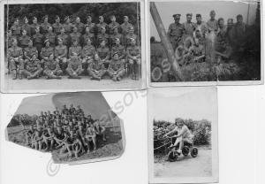 Four photographs with soldiers from various units,