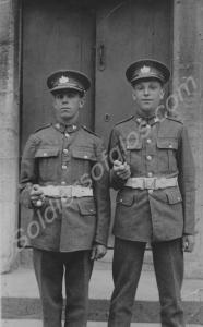 Two soldiers, walking out dress.  1st Battalion, T