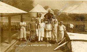 "Glosters in Camp at Wool, 1913". Outside the cook
