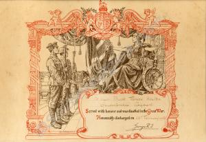 Honourable Discharge Scroll. 31401 Private Thomas