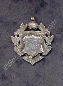 Silver football medal. Harwood League, Bombay, 191