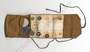 Soldier's housewife. A khaki bag with 5 tin button