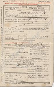 Discharge Certificate A.F.B2079. 32869 Private Fra