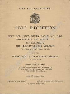 Programme of Civic Reception from the City of Glou