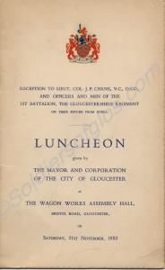 Menu for the Civic Luncheon given by the City of G