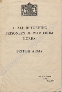 War Office pamphlet issued to all returning Prison