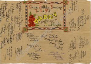 Birthday card addressed to Chongsung P.O.W. Mr Pad
