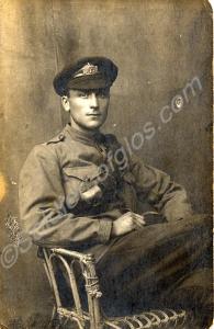 Soldier of the Gloucestershire Regiment sittting i