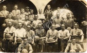 Soldiers in shirtsleeves and with Wolseley helmets