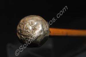 Regimental swagger stick with silver round top, wi