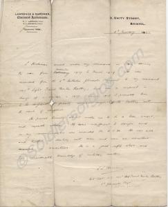 Letter of reference, dated 8th Jan. 1921. Property