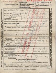 A.F.Z.21 Disembodiment Certificate. Property of 19
