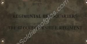 Brass name plaque 'Regimental Headquarters The Glo