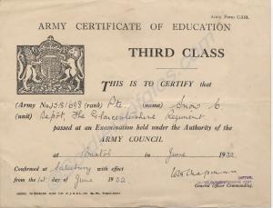 Third Class Army Certificate of Education. 5181698