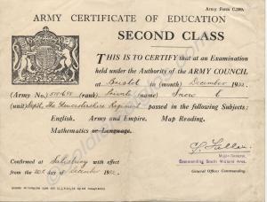 Second Class Army Certificate of Education. 518169