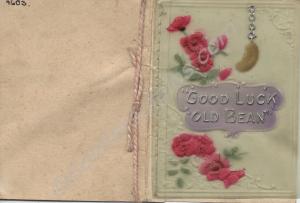 Christmas card, with plastic cover with 'Good Luck