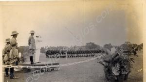 March past of Indian Army troops. India or Burma,