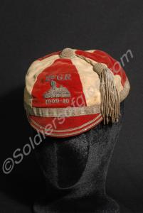 Buff and wine red rugby cap of the 2nd Battalion,