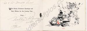 Regimental Christmas card, white with gold badges.