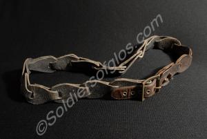 Leather belt, home-made with 17 loops and brass bu