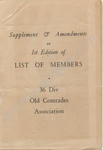 Booklet of 36th Division Old Comrades' Association