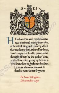 Roll of Honour to 26705 Private Ernest Fillingham.