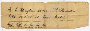 Note relating to the death of 26705 Private Ernest
