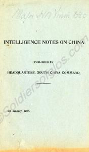 Booklet: "Intelligence Notes On China", published