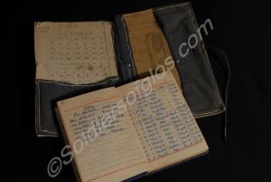 Blue card and cloth folder containing personal not