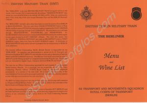 Menu and Wine List on the British Military Train (